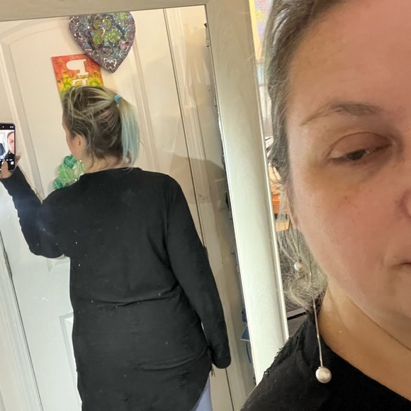 DIVIDED H&M BLACK BURNOUT DISTRESSED DESTROYED OVERSIZED HOLEY TOP M - Picture 4 of 13